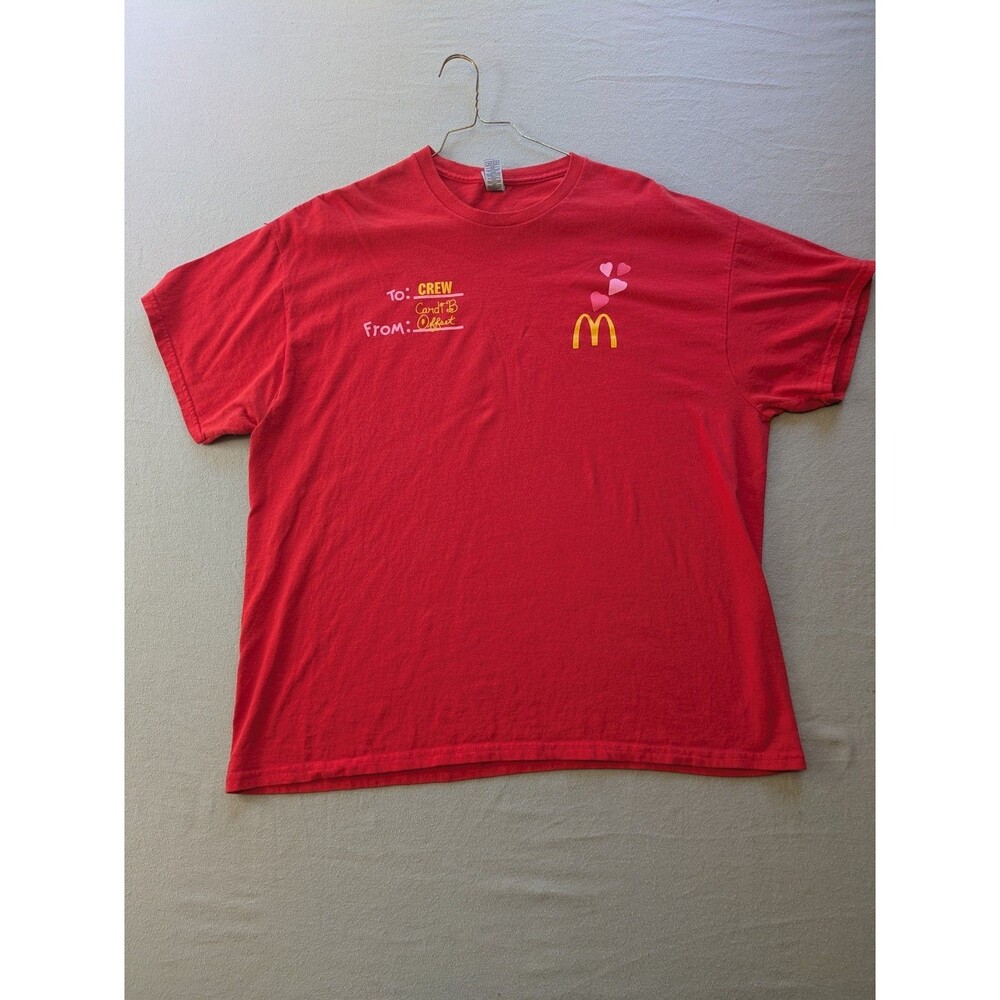 McDonalds Cardi B Offset Valentines Day Crew Promo T-Shirt Gildan Red XL